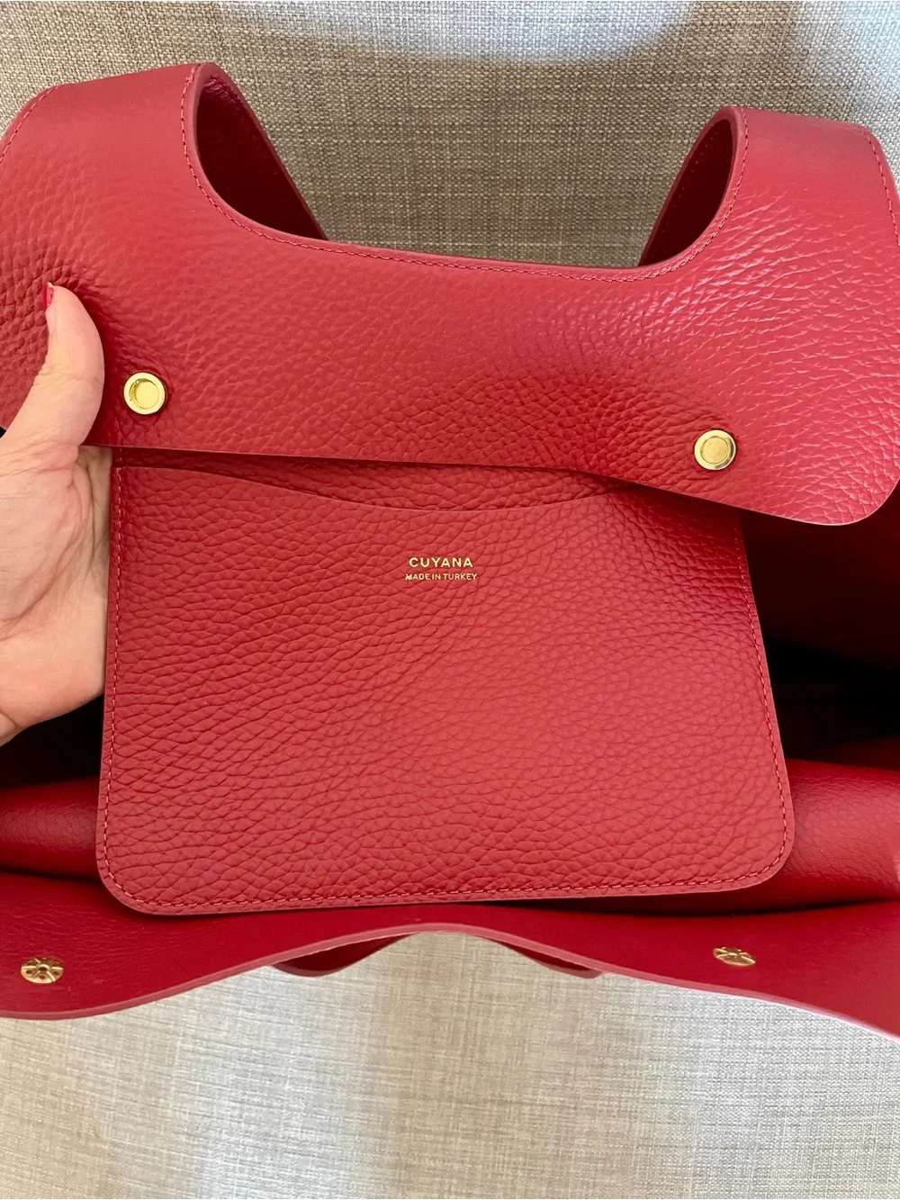Cuyana Scarlet Pebbled Leather Tote